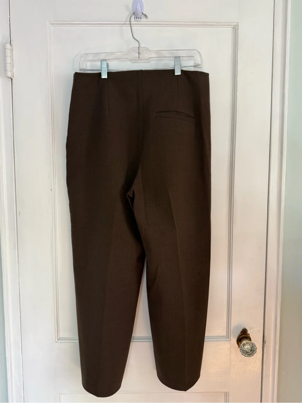 Vince Brown Wool Blend Tailored Waistband Trousers